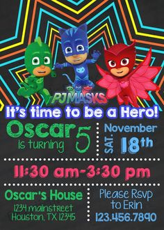 the pj masks birthday party is on