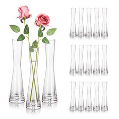 PRICES MAY VARY. 【Handmade Stable Vases】-- These glass bud vases for flowers are made of recycled thick crystal glass through hand-blown process. With minimalism design, Slim waist shape and stable weighted base, These tall skinny vases shall brighten your home with a touch of warmth. 【Modern and Elegant】-- The simple, modern and elegant clear vases make flower arrangement fun and easy. The single flower vase is great for a single short stem flower or two small flowers. They look great grouped a Pretty Wedding Centerpieces, Single Flower Vase, Glass Vases Wedding, Vases For Centerpieces, Tall Glass Vases, Long Vases, Vase Minimalist, Glass Vases Centerpieces, Glass Bud Vases