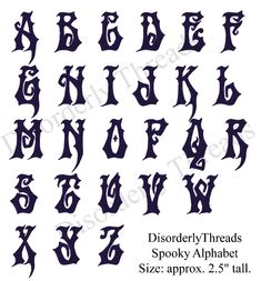 the alphabet is made up of letters and numbers in gothic style, with black ink on white