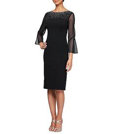 Women's Dresses & Gowns | Dillard's Short Shift Dress, Dress With Bell Sleeves, Embellished Shorts, Alex Evenings, Classic Dress, Crepe Dress, Dillard's, Mother Of The Bride Dresses, Nordstrom Dresses