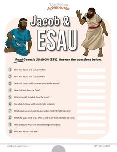 a page from the book jaco and essau with an image of two men