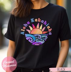 Aloha Kakahiaka T-Shirt. Good Morning ʻŌlelo  Hawaii Shirt. Hawaii Teacher Gift. Hawaiian Kumu Gift. Aloha Sunrise Painted Tee. Beach Tee. Our unisex shirts are true to size and the perfect blend of Style, Comfort, and Fit.  ☀️ FIND MORE GREAT DESIGNS https://www.etsy.com/shop/CoconutMemories  OUR MESSAGE TO YOU OUR CUSTOMERS If you enjoy our designs, please leave us a comment as it immensely helps our small business to grow. We are also striving to improve and provide the best quality for you o Black Hawaiian Printed T-shirt, Tropical Multicolor Crew Neck Top, Multicolor Hawaiian Printed T-shirt, Tropical Multicolor Graphic Print T-shirt, Tropical Multicolor Graphic T-shirt, Multicolor Hawaiian Graphic Print T-shirt, Sunrise Painting, Beach Tee, Hawaii Shirt