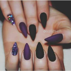 Hallographic Nails, Black Instagram, Witchy Nails, Goth Nails, Prom Nails, Purple Nails