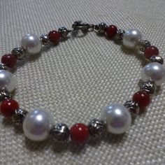 Stunning Pearl & Red Jade Handmade Silver Bracelet Size 7 1/4" #399c All Of My Jewelry Is Handmade By Me In My Smoke & Pet Free Home!!!!!! Please Note That Every Item Purchased Comes In A Drawstring Organza Bag For Easy Gift Giving!!! Please Note That I Will Consider Any Reasonable Offer On My Jewelry!!!!!!!!!! Please Let Me Know If You Have Any Further Questions. Thanks For Stopping By And Have A Terrific Day!!!!!! Red Bracelet, Red Jade, My Jewelry, Red Bracelets, Beaded Jewelry Diy, Easy Gifts, Jewelry Diy, Organza Bags, Bracelet Sizes