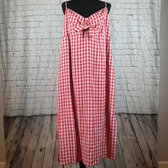 Very Cute Summery Midi To Maxi-Length Depending On Height. Red And Light Blue-Grey Check That Takes On A Silvery Sheen Depending On How The Light Hits. Measurements, Laid Flat: Bust: 22” Waist: 24” Length: 38.5” Reasonable Offers Will Be Considered. Red Plaid Dress For Picnic In Spring, Gingham Sundress For Daywear, Casual Red Plaid Dress For Spring, Red Plaid Dress For Spring Picnic, Red Sleeveless Plaid Dress For Spring, Red Sleeveless Plaid Dress For Summer, Sleeveless Red Plaid Dress For Summer, Sleeveless Gingham Dress With Tie Back, Gingham V-neck Dress For Vacation