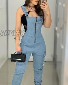 Pattern Type: SolidMaterial: PolyesterStyle: CasualOrigin: CN(Origin)Gender: WOMENPattern: StraightFit Type: RegularLength: Full LengthItem Type: JumpsuitsThickness: STANDARDFabric Type: DenimType: JumpsuitsPant Length(cm): Full LengthWaist Type: MID#Trendy Summer Fits##Spring Outfits 2022 Trends##Edgy Style# Jumpsuit Spring, Suspender Jeans, Trendy Summer Fits, Denim Jumpsuits, Spring Trends Outfits, Womens Ripped Jeans, Straps Jumpsuit, Long Romper, 2022 Trends