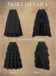 Scarlet Darkness Women's 2024 Summer Skirt Gothic Steampunk Skirt Victorian High-Low Bustle Skirt, New Ruffle-black, Small : Amazon.ca: Clothing, Shoes & Accessories Bustle Skirt Pattern, Tim Burton Clothes, Steampunk Skirt For Alternative Fashion, Gothic Ruffled Skirt For Festival, Modern Steampunk Fashion, Steampunk Fitted Ruffled Skirt, Gothic Flowy Ruffled Skirt, Black Steampunk Skirt With Ruffles, Steampunk Bustle Skirt