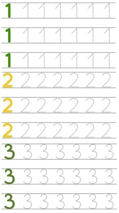 the number 3 worksheet with numbers and letters for children to practice writing in