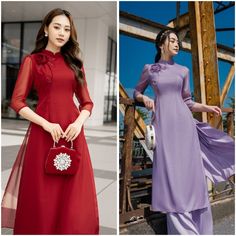 🌿 This set includes traditional Ao Dai, pants. Style: Traditional Material: Very well made with high-quality silk Collar: traditional collar Please provide bust-waist-and hip measurements when placing your order to ensure the best fit for you. 🌿 NOTE: * Recommend gentle washing * Please contact us for any inquiries about size. We don't have an exchange policy for the wrong size * It is safe for a washer and dryer in a "delicate" setting. * Actual Ao Dai colors may differ up to 10% due to lightning and viewing devices. * These ao dai pants are made based on Vietnamese size; they will run smaller than American size. *3D printed ao dai: you may see some white broken fabric around the seam (collar). *There might be some chalk/ pen writings on the fabric because it is brand new, unwashed ao d Bridesmaid Ao Dai, Tea Wedding, Ao Dai Vietnam, Vietnamese Ao Dai, Chalk Pens, Dress Bridesmaid, Pants Style, Lunar New, Washer And Dryer