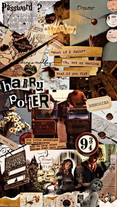 a collage of harry potter images