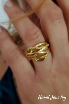 Pure Gold Ring Design For Women, Pure Gold Rings For Women, Twisted Gold Ring, Gold Ring Women, Gold Stacking Ring, Going For Gold, Gold Statement Ring, Gold Rings Fashion, Gold Ring Designs