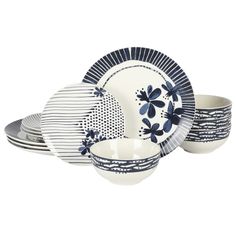 Elegant and eye catching, this beautiful Gibson Home Eliza 12 Piece Ceramic Dinnerware Set will create a welcoming table for all your guests. With different designs on each plate, you can mix and match with existing pieces or use as is. Durable ceramic construction that is microwave and dishwasher safe. Modern Dishware, Soho Lounge, White Dinnerware Set, Melamine Dinnerware Sets, Casual Dinnerware, Ceramic Dinnerware Set, Stoneware Dinnerware Sets, Melamine Dinnerware, Stoneware Dinnerware