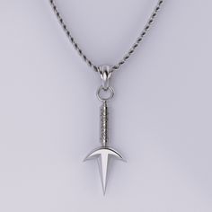 Thunder-God Kunai Pendant Hand Forged White Gold Sterling Silver Jewelry, Luxury Hand Forged Silver Jewelry, Luxury Sterling Silver Jewelry With Oxidized Finish, Symbolic White Gold Jewelry With Oxidized Finish, Thunder God, Polish Silver, Exclusive Jewelry, Real Gold, Solid 925 Sterling Silver