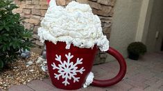 Giant Hot Cocoa Mug Diy, Hot Chocolate Decor, Hot Cocoa Ornaments, Hot Cocoa Stand, Cup Of Hot Cocoa, Crafts 2024, Holiday Hot Chocolate, Chocolate Ornament, Coffee Cups Diy