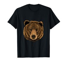 a black t - shirt with a brown bear's face