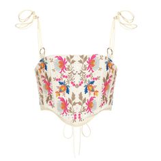 ALICE K - Embroidered Corset | doors. Fitted Floral Embroidery Crop Top For Festival, Fitted Floral Embroidered Crop Top For Festival, Fitted Embroidered Festival Crop Top, Fitted Embroidered Crop Top For Festivals, Fitted Floral Embroidered Top For Festival, Fitted Multicolor Embroidered Top For Festival, Machine Embroidery Techniques, Corset Embroidery, Runway Clothing