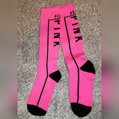 New Victoria's Secret Pink Socks 1 Pair Pink Socks, Victoria's Secret Pink, Crew Socks, Victoria Secret, Pink Black, Hosiery, Secret Pink, Victoria Secret Pink, Pink Ladies