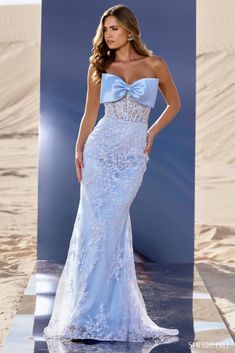 Sherri Hill 56446 Bow Prom Dress, Sherri Hill Prom, Sherri Hill Prom Dresses, Prom Dress Stores, Prom Dress Styles, Strapless Corset, Drama Queen, Designer Prom Dresses, Prom Designs