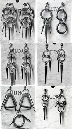 9 different styles of spike earrings! Earring hooks are: **HYPOALLERGENIC** -High quality -Durable -Comfortable -Not easily deformed 100% Lead, Nickel, Cadmium Free SAFE FOR SENSITIVE SKIN - NO REACTION Punk Style Metal Dangle Piercings, Punk Metal Dangle Piercings, Nickel Free Metal Edgy Piercings, Nickel-free Edgy Metal Piercings, Edgy Metal Cartilage Earrings, Edgy Metal Plug Earrings, Punk Metal Spiked Earrings, Punk Metal Earrings With Spikes, Edgy Dangle Plug Earrings