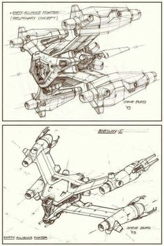 two drawings of different types of vehicles