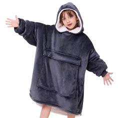 PRICES MAY VARY. Sherpa & Flannel Imported 【TIGHTLY STITCHING&DURABLITY】Do you and your child feel cold when jumping off the couch and remove a bunch of blankets in winter? Choose blanket hoodie for your kids in cold weather to solve it, which could stay warm while still using their hands freely. Wearable blanket for kids with tightened stitching, especially in connections of sleeves and large pocket which are designed for energetic kids, allowing them to lounge around the house or play football Oversized Hooded Sweatshirt For School, Winter School Hoodie With Long Sleeves, Winter School Hoodie, Winter Oversized Super Soft Sweatshirt, Oversized Winter Hoodie For School, Winter School Hoodie With Drawstring, Oversized Long Sleeve Hoodie For School, Super Soft Long Sleeve Sweatshirt For Winter, Winter School Sweatshirt