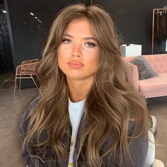 CURTAIN BANG INSPO | SPRING 2022 WOMENS HAIRSTYLES Cool Bronze Hair, Light Brown Hair For Summer, 90s Layered Hair Long Brunette, Matilda Djerf Dark Hair, Brynn Whitfield Hair, Old Money Brown Hair Color, Danielle Bernstein Hair, Summer Light Brown Hair, California Brown Hair