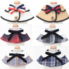 four different types of collars with bows on them