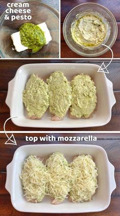 the steps to make mozzarella with cheese and pesto