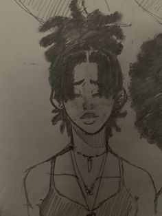 a drawing of a woman with dreadlocks on her head