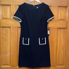 Tommy Hilfiger Navy Blue Dress Nwt Size 10 Preppy And Elegant Tommy Hilfiger Summer Dress For Workwear, Tommy Hilfiger Dress For Summer Workwear, White Tommy Hilfiger Dress For Work, Elegant Tommy Hilfiger Dresses For Workwear, Tommy Hilfiger White Dress For Work, Tommy Hilfiger Knee-length Mini Dress For Work, Tommy Hilfiger Knee-length Workwear Dress, Tommy Hilfiger Blue Short Sleeve Dress, Long Sleeve Striped Dress