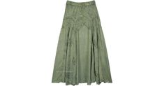 Sage Green Skirt Ankle Length with Embroidery in Clothing - A very classy and versatile western rodeo country skirt that is both elegant and timeless, perfectly suitable for a variety of historic looks. Features: Stonewash, Embroidered, Solid, Western-Skirts. Traditional Fitted Skirt For Spring, Sage Green Skirt, Country Skirt, Angel Outfits, Goblincore Fashion, Long Green Skirt, Green Barn, Green Maxi Skirt, Western Skirts