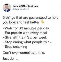 Dr James Dinicolantonio, James Dinicolantonio, Healthy Food Motivation, Healthy Lifestyle Food, Diet Exercise, Get My Life Together, Deep Thought, Do Better, Healthy Fitness