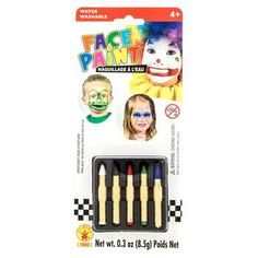 the face paint kit includes four different colors and two clowns'heads on each side