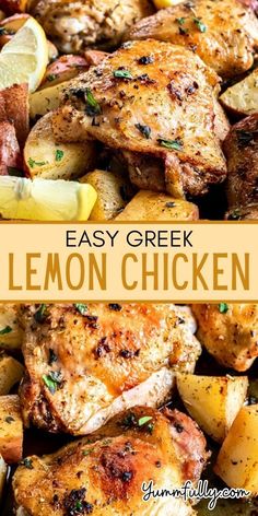 easy greek lemon chicken with potatoes on the side