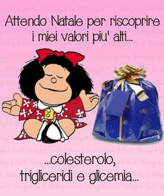 a blue bag with a cartoon character on it and the caption reads,'attendo natalie per riscoonie i niei valori puut di alini colestero