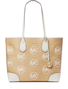 Sporting a chic new take on a logo print, this straw-style tote flaunts allover logo accents and spacious interior.Extra Large sized bag; 17-1/2"W x 12-3/4"H x 5-1/2"D (width is measured across the bottom of handbag)10"L handlesOpen closureGold-tone exterior hardware7 interior slip pockets & 1 zip pocket; removable snap pouchPolypropylene/cotton; lining: linenLight Cream Multi Favorite Purse, Michael Kors Handbag, Michael Kors Tote Bags, Straw Tote Bag, Straw Tote, Purse Accessories, Monogrammed Items, Light Cream, Handbags Michael Kors