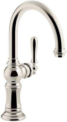 a kitchen faucet with chrome finish