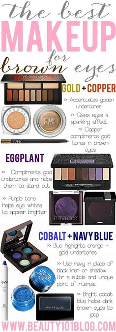 Best Makeup for Brown Eyes via blog #beauty101blog #makeuptips #beautytips Best Makeup For Brown Eyes, Color Eye Makeup, Eye Makeup For Brown Eyes, Brown Eyes Makeup, Make Up Diy, Smink Inspiration, The Best Makeup