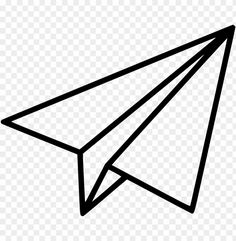 a black and white drawing of a paper airplane on a transparent background, hd png