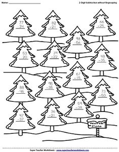 the christmas tree addition worksheet is shown with numbers in each row and two different trees