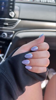 Short Chrome Acrylics, Dip Powder Designs Nail Art Summer, Gel Nails Periwinkle, Periwinkle Nails With Chrome, Spring Nails With Chrome, Lavender And Light Blue Nails, Crome Purple Nail, Nail Designs Periwinkle, Nail Ideas With Chrome