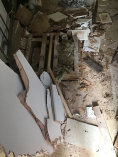 the interior of an old building that has been torn apart