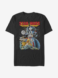 a black t - shirt with an image of darth vader on the front