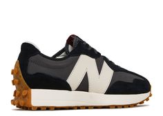 New Balance Wmns 327 'Black' - New Balance - WS327KC - black/grey/gum | Flight Club Black Tennis Shoes, Flight Club, Travel Wardrobe, Hot Shoes, New Balance Shoes, Fashion Over 40, Black Sneakers, Shoe Obsession, Leather Wedges