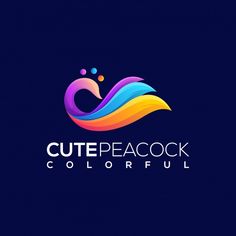 a colorful logo for a company called cutepeacock colorful on a dark blue background