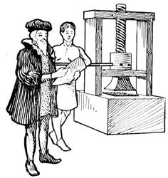 a man and woman standing next to an old fashioned machine