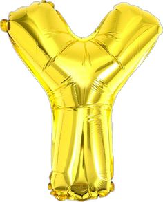 gold foil balloon shaped like the letter y