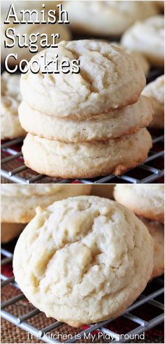 Amish Sugar Cookies Amish Baking, Drop Sugar Cookie Recipe, Amish Cookies, Amish Sugar Cookies, Drop Sugar Cookies, Soft Sugar Cookie Recipe, Drop Cookie, Drop Cookie Recipes