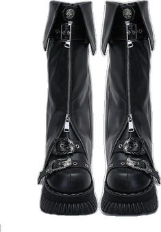 Alternative Style Black Moto Boots With Studs, Alternative Black Moto Boots With Studs, Black Studded Alternative Moto Boots, Black Faux Leather Moto Boots In Alternative Style, Black Punk Moto Boots With Zipper, Black Punk Style Moto Boots With Zipper Closure, Black Punk Moto Boots With Zipper Closure, Grunge Leather Boots With Metal Feet, Black Leather Boots For Alternative Fashion