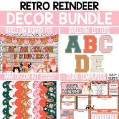 the retro reindeer decor bundle includes letters, numbers, and other things to make it look like